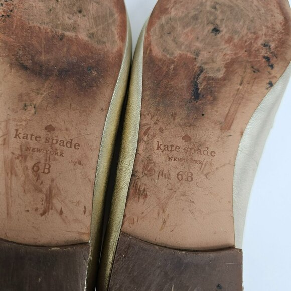 Kate Spade NY Cape Cod Loafers 6 B Metallic Gold Slip On Flat Leather Almond Toe - Picture 13 of 15